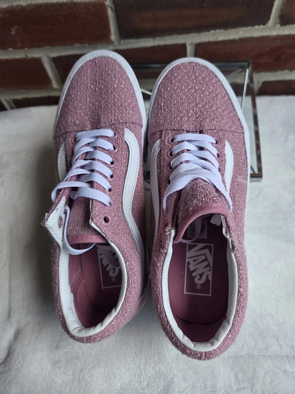 Vans Old Skool Platform Pink Boucle Textured Sneakers Women’s Size 8.5